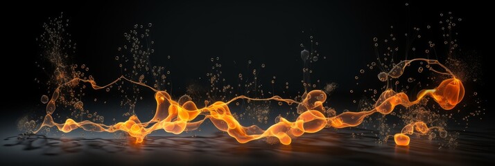 Poster - Dynamic light flares with molecular motion effects against a dark marsh and orange background