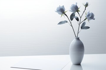 Poster - Elegant minimalist card design featuring organic flower shapes and buds for text space