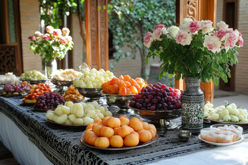 Poster - A Traditional Ramadan Iftar Table Spread Beautifully Arranged As A Background