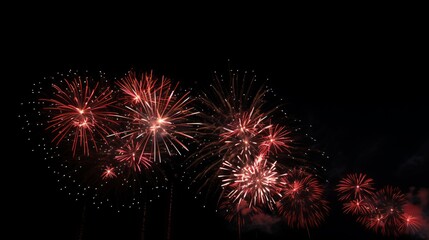 Poster - Elegant minimalist fireworks display on dark background with ample text space available