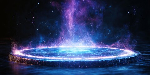 Poster - Glowing portal radiates vibrant colors in a mystical environment during nighttime