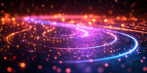 Poster - Vibrant abstract lights swirl across a dark surface creating a mesmerizing display of colors and sparkles