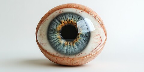 Poster - Realistic human eye model showcasing detailed anatomy and vibrant coloration in a clear setting