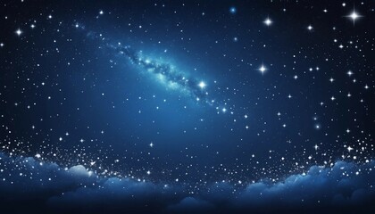 Wall Mural - Dreamy galaxy with luminous white stars scattered across a gradient indigo backdrop