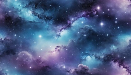Wall Mural - Dreamy galaxy with pale blue and violet hues merging seamlessly with a starry night