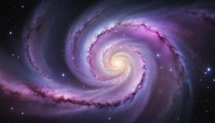 Wall Mural - Galaxy with surreal luminous arcs and scattered violet cosmic dust in an ethereal swirl