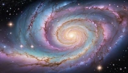 Wall Mural - Soft and glowing galaxy filled with pastel swirls and shimmering constellations