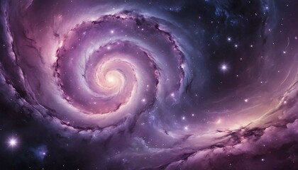 Wall Mural - Surreal galaxy background with vibrant mauve swirls and transparent glowing shapes