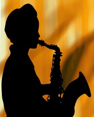 Poster - Saxophone Silhouette in Soft Pastels Conveys Elegance and Musical Artistry