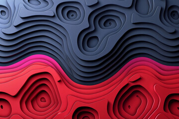 Poster - Colorful layers in vibrant shades of red, pink, and blue create a dynamic, abstract design featuring smooth contours.