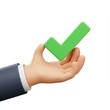 © Pixelpulse Creative  - 3D illustration of hands holding a green check mark icon