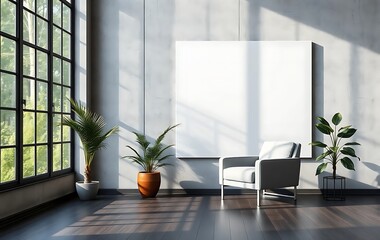 Wall Mural - A luxurious meeting room featuring a blank gray wall provides a sophisticated and professional backdrop for corporate events and presentations 