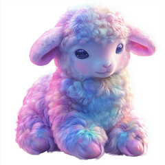 Wall Mural - Charming Opal Lamb Soft Toy on a Transparent Background