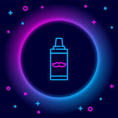 Canvas Print - Glowing neon line Shaving gel foam icon isolated on black background. Shaving cream. Colorful outline concept. Vector