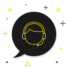 Poster - Line Man with a headset icon isolated on white background. Support operator in touch. Concept for call center, client support service. Colorful outline concept. Vector