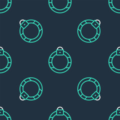 Poster - Line Fantasy magic stone ring with gem icon isolated seamless pattern on black background. Vector