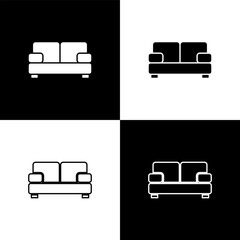Poster - Set Sofa icon isolated on black and white background. Vector