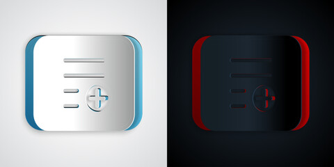 Fototapete - Paper cut Add to playlist icon isolated on grey and black background. Paper art style. Vector
