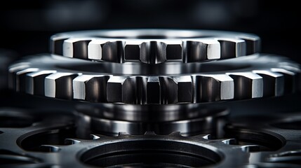 Poster - Metal gears interlocking in intricate patterns during machinery operation. Generative AI