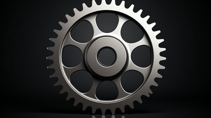 Poster - Revolutionary design of a metal cogwheel illuminated with dramatic lighting. Generative AI