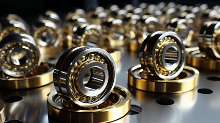 Poster - Precision engineering creates stunning bearings in a high-tech factory setting. Generative AI
