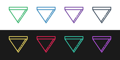 Poster - Set line Coffee paper filter icon isolated on black and white background. Vector