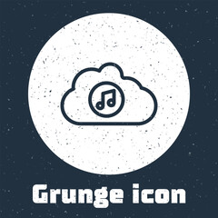 Poster - grunge line music streaming service icon isolated on grey background. sound cloud computing, online 