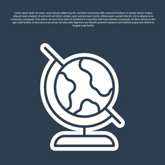 Poster - blue line earth globe icon isolated on blue background. vector