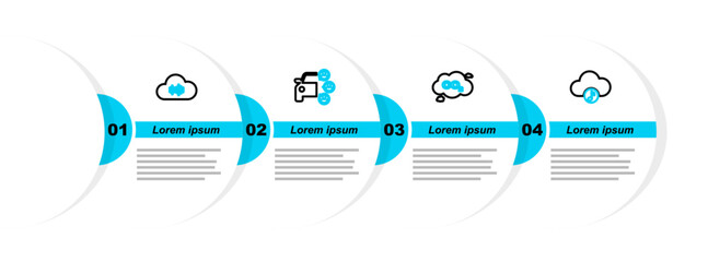 Poster - Set line Music streaming service, CO2 emissions cloud, Car sharing and icon. Vector