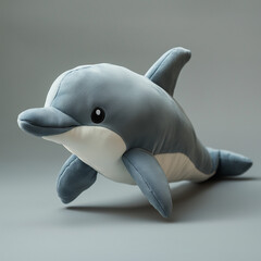 Wall Mural - Winsome Slate Dolphin Soft Toy on a Plain Background