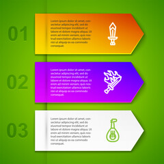 Poster - Set line Sword for game, and Lute. Business infographic template. Vector