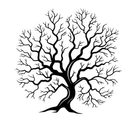 Wall Mural - black and white vector art of stylized tree silhouettes with bare branches