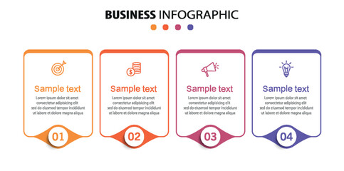Wall Mural - business infographic design template with 4 options, steps or processes. can be used for workflow la