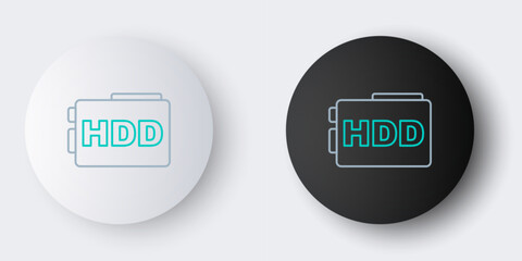 Poster - Line Hard disk drive HDD icon isolated on grey background. Colorful outline concept. Vector