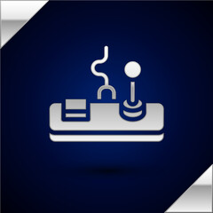 Poster - Silver Gamepad icon isolated on dark blue background. Game controller. Vector