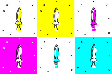 Poster - set pirate sword icon isolated on color background. sabre sign. vector