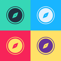 Poster - pop art compass icon isolated on color background. windrose navigation symbol. wind rose sign. vecto