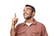 © BOTAHRY DEX - Young handsome caucasian man over isolated chroma key background pointing up a great idea
