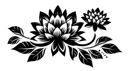 Wall Mural - hand-drawn vector illustration of decorative flowers with detailed leaves