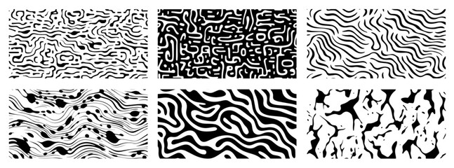 Wall Mural - abstract hand-drawn organic patterns vector set in modern black and white style