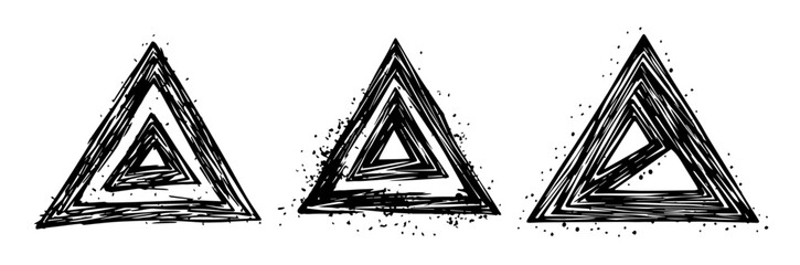 Wall Mural - detailed black and white artwork of an abstract triangular shape