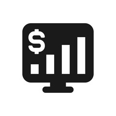 Wall Mural - Money statistics on computer. Financial reports icon flat style isolated on white background. Vector illustration