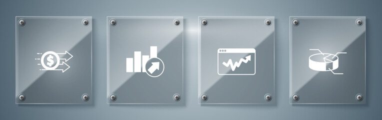 Poster - Set Pie chart infographic, Graph, Financial growth and dollar. Square glass panels. Vector