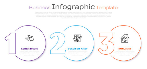 Poster - Set line Carton cardboard box, Plane and and Home delivery services. Business infographic template. Vector