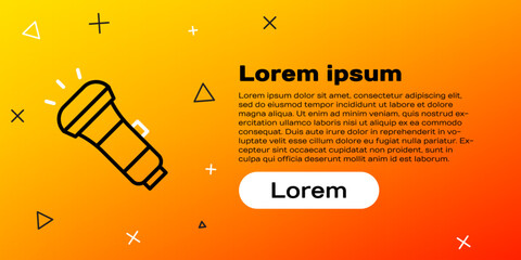 Poster - Line Flashlight icon isolated on yellow background. Colorful outline concept. Vector