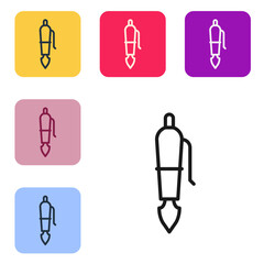 Aufkleber - Black line Fountain pen nib icon isolated on white background. Pen tool sign. Set icons in color square buttons. Vector
