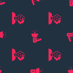 Poster - Set Murder and Police megaphone on seamless pattern. Vector
