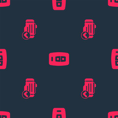 Poster - Set Check engine and Car key with remote on seamless pattern. Vector