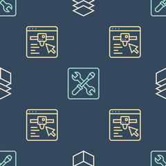 Poster - Set line Layers, 3D printer setting and on seamless pattern. Vector