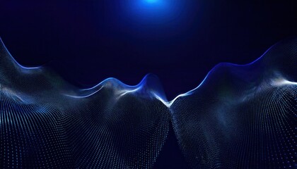 Poster - Abstract Digital Wave in Blue Gradient with Flowing Dotted Lines Representing Futuristic Technology and Data Visualization Concepts